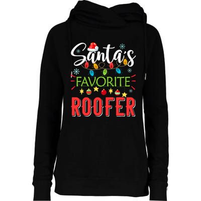 SantaS Favorite Roofer Xmas Light Santa Hat Christmas Gift Womens Funnel Neck Pullover Hood