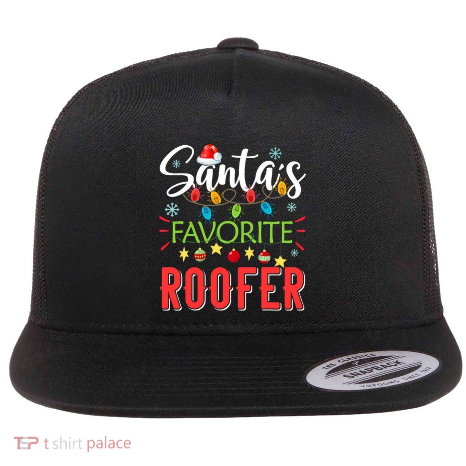 SantaS Favorite Roofer Xmas Light Santa Hat Christmas Gift Flatbill Hat