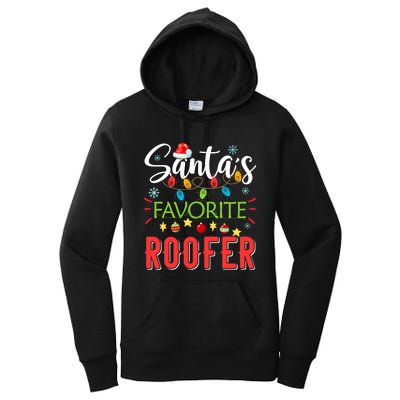 SantaS Favorite Roofer Xmas Light Santa Hat Christmas Gift Women's Pullover Hoodie