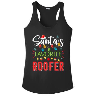 SantaS Favorite Roofer Xmas Light Santa Hat Christmas Gift Ladies PosiCharge Competitor Racerback Tank