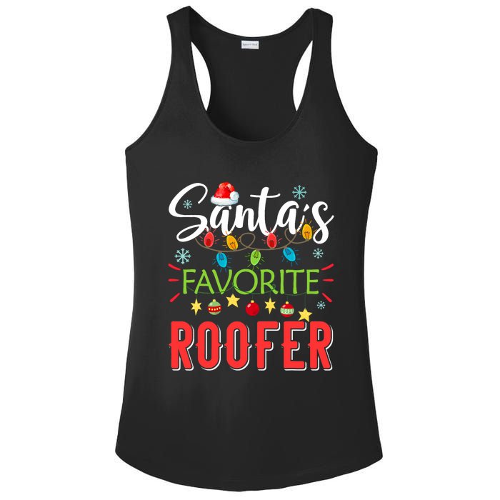 SantaS Favorite Roofer Xmas Light Santa Hat Christmas Gift Ladies PosiCharge Competitor Racerback Tank