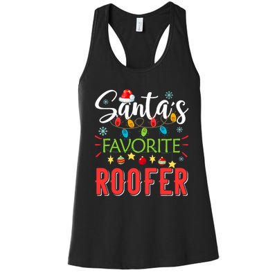 SantaS Favorite Roofer Xmas Light Santa Hat Christmas Gift Women's Racerback Tank