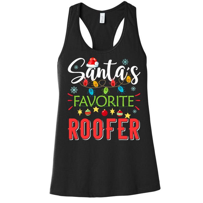 SantaS Favorite Roofer Xmas Light Santa Hat Christmas Gift Women's Racerback Tank