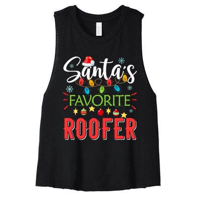 SantaS Favorite Roofer Xmas Light Santa Hat Christmas Gift Women's Racerback Cropped Tank