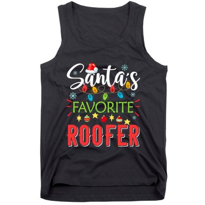 SantaS Favorite Roofer Xmas Light Santa Hat Christmas Gift Tank Top
