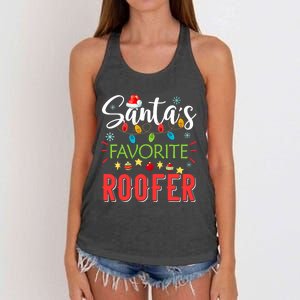 SantaS Favorite Roofer Xmas Light Santa Hat Christmas Gift Women's Knotted Racerback Tank