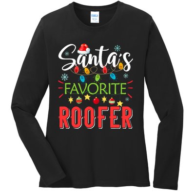 SantaS Favorite Roofer Xmas Light Santa Hat Christmas Gift Ladies Long Sleeve Shirt