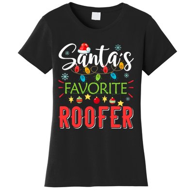 SantaS Favorite Roofer Xmas Light Santa Hat Christmas Gift Women's T-Shirt