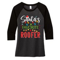 SantaS Favorite Roofer Xmas Light Santa Hat Christmas Gift Women's Tri-Blend 3/4-Sleeve Raglan Shirt