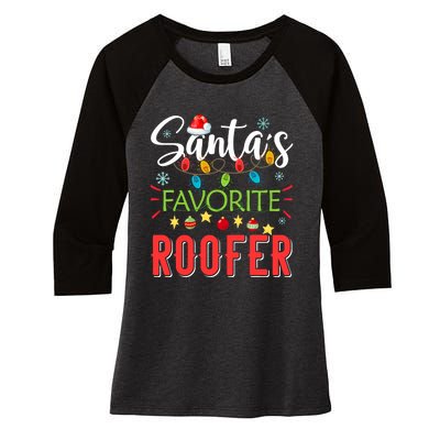 SantaS Favorite Roofer Xmas Light Santa Hat Christmas Gift Women's Tri-Blend 3/4-Sleeve Raglan Shirt