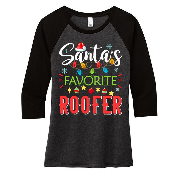 SantaS Favorite Roofer Xmas Light Santa Hat Christmas Gift Women's Tri-Blend 3/4-Sleeve Raglan Shirt