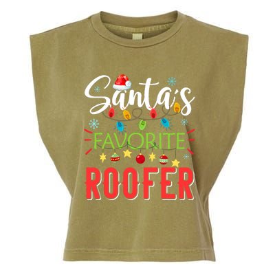 SantaS Favorite Roofer Xmas Light Santa Hat Christmas Gift Garment-Dyed Women's Muscle Tee