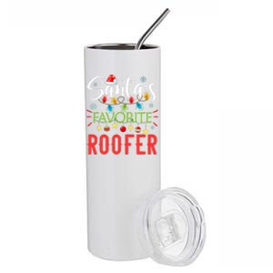 SantaS Favorite Roofer Xmas Light Santa Hat Christmas Gift Stainless Steel Tumbler