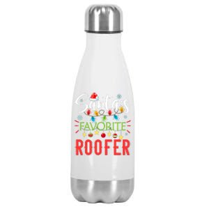 SantaS Favorite Roofer Xmas Light Santa Hat Christmas Gift Stainless Steel Insulated Water Bottle