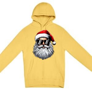 Santa Face Retro Sunglasses Christmas Premium Pullover Hoodie