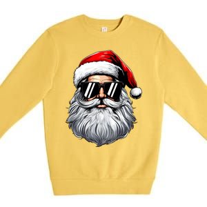 Santa Face Retro Sunglasses Christmas Premium Crewneck Sweatshirt