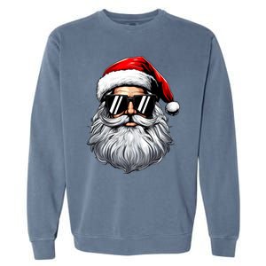 Santa Face Retro Sunglasses Christmas Garment-Dyed Sweatshirt