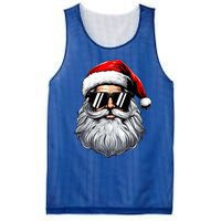 Santa Face Retro Sunglasses Christmas Mesh Reversible Basketball Jersey Tank