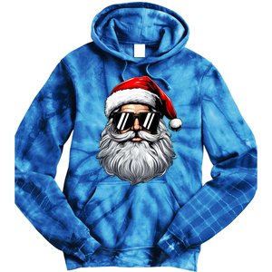 Santa Face Retro Sunglasses Christmas Tie Dye Hoodie