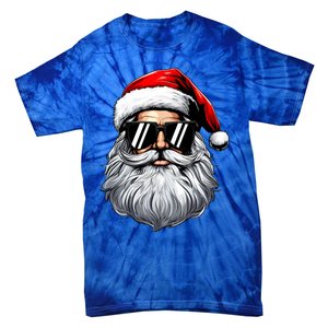 Santa Face Retro Sunglasses Christmas Tie-Dye T-Shirt