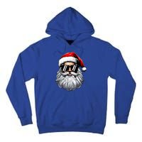 Santa Face Retro Sunglasses Christmas Tall Hoodie