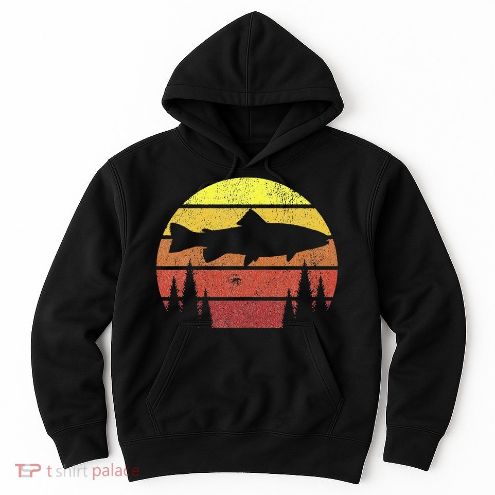 Steelhead Fishing Retro Rainbow Trout River Fisherman Hoodie