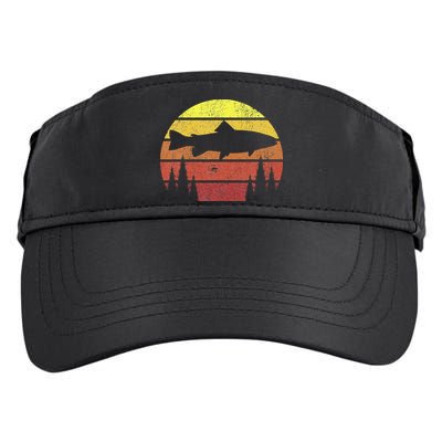 Steelhead Fishing Retro Rainbow Trout River Fisherman Adult Drive Performance Visor