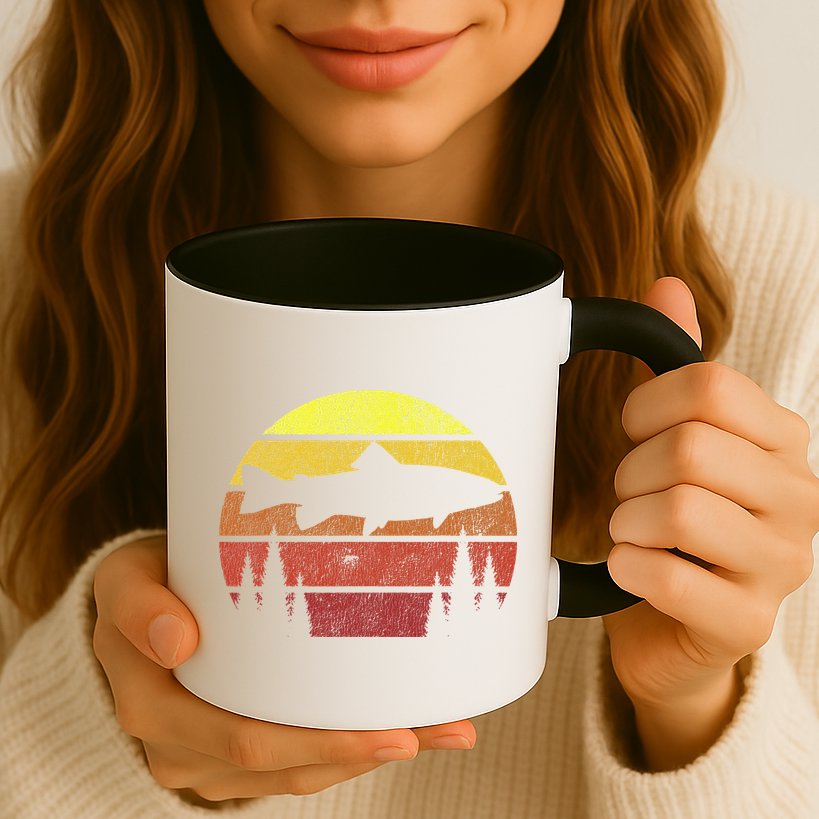 Steelhead Fishing Retro Rainbow Trout River Fisherman Mug