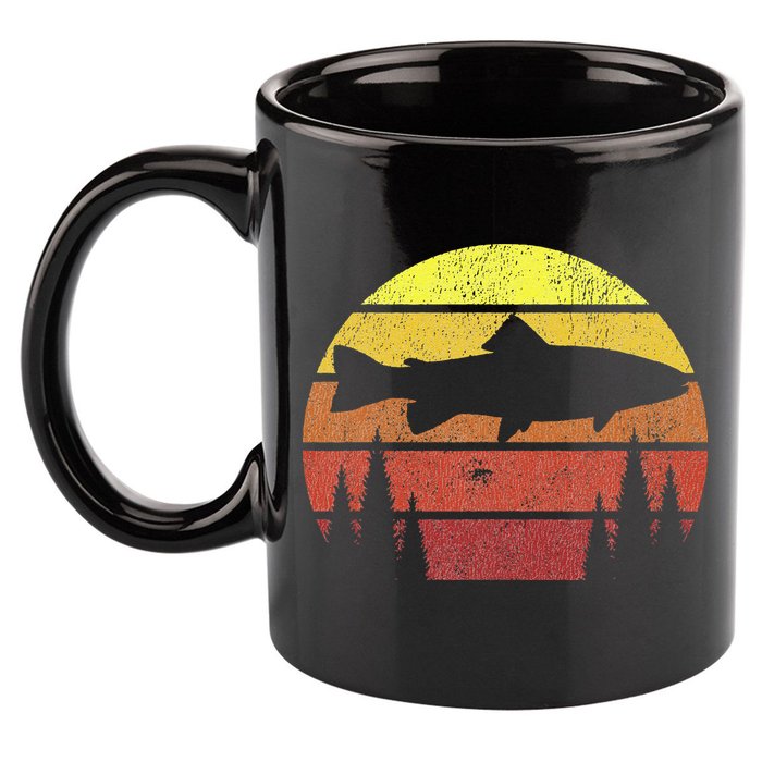 Steelhead Fishing Retro Rainbow Trout River Fisherman 11oz C Handle Ceramic Mug