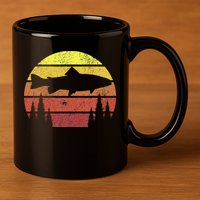 Steelhead Fishing Retro Rainbow Trout River Fisherman 11oz C Handle Ceramic Mug