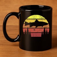 Steelhead Fishing Retro Rainbow Trout River Fisherman 11oz C Handle Ceramic Mug