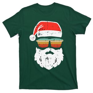 Santa Face Retro Sunglasses Christmas Xmas T-Shirt