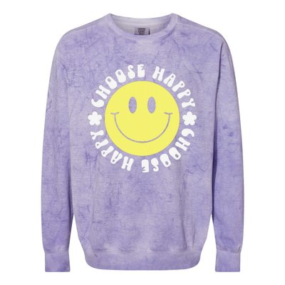 Smile Face Retro Choose Happy Cute Peace Positive  70s Colorblast Crewneck Sweatshirt