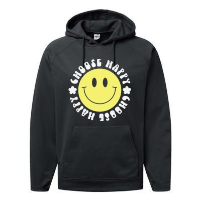 Smile Face Retro Choose Happy Cute Peace Positive  70s Performance Fleece Hoodie