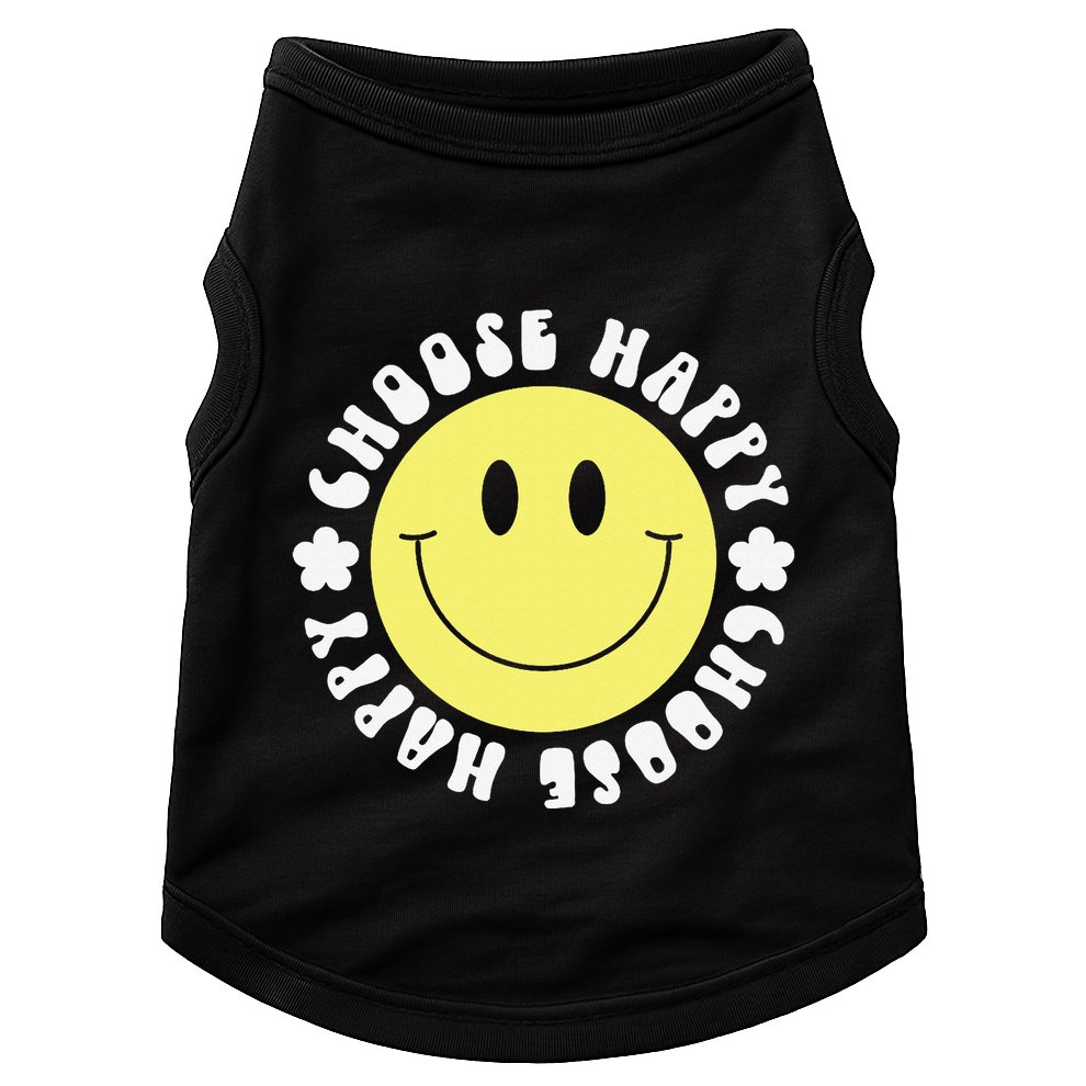 Smile Face Retro Choose Happy Cute Peace Positive  70s Doggie Tank