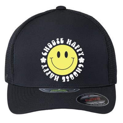 Smile Face Retro Choose Happy Cute Peace Positive  70s Flexfit Unipanel Trucker Cap
