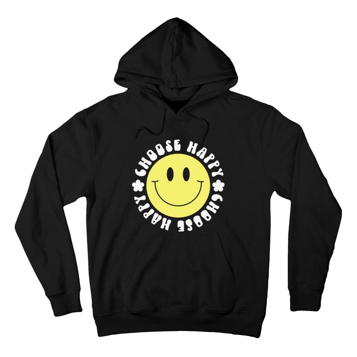 Smile Face Retro Choose Happy Cute Peace Positive  70s Hoodie