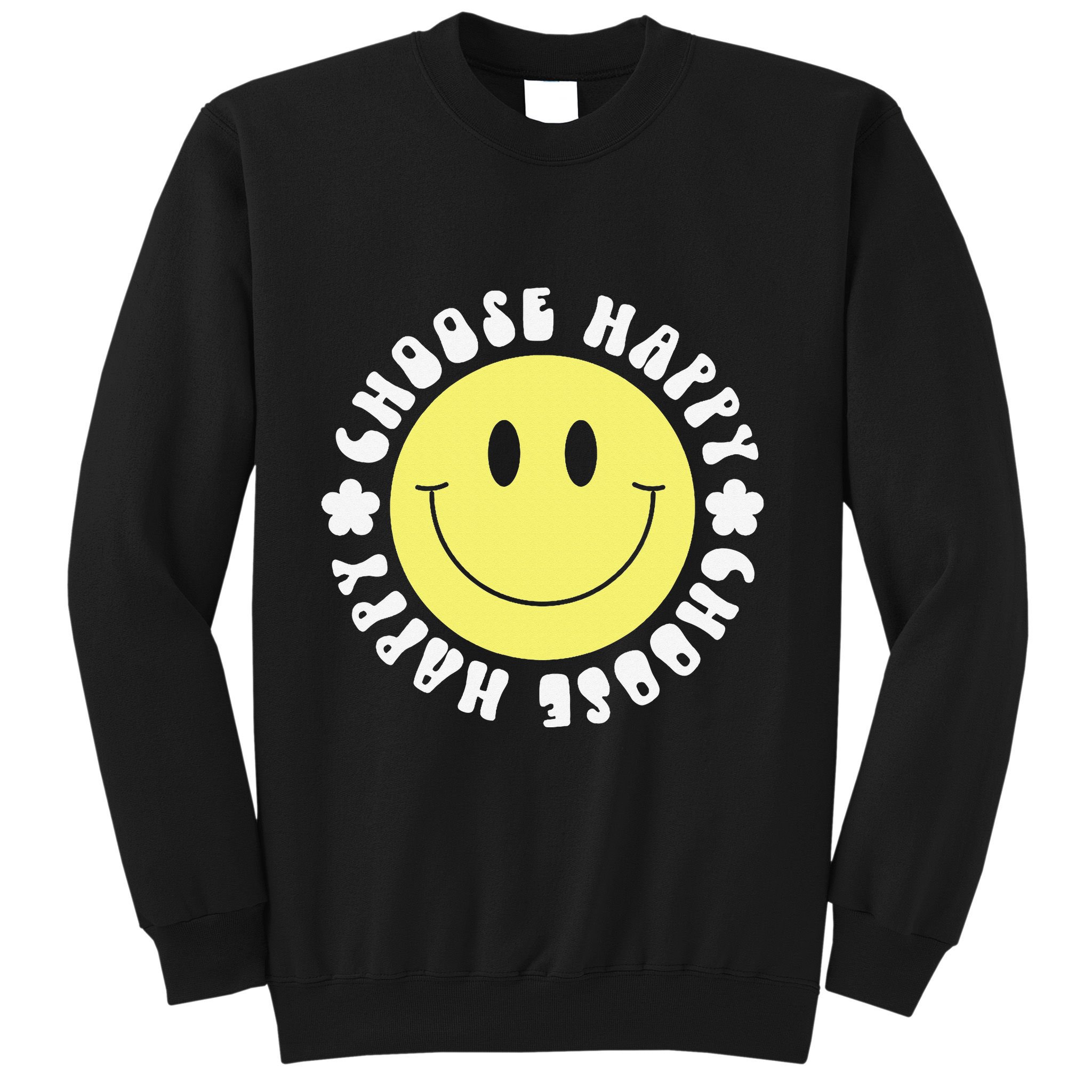 Smile Face Retro Choose Happy Cute Peace Positive  70s Sweatshirt