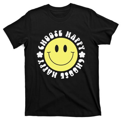 Smile Face Retro Choose Happy Cute Peace Positive  70s T-Shirt