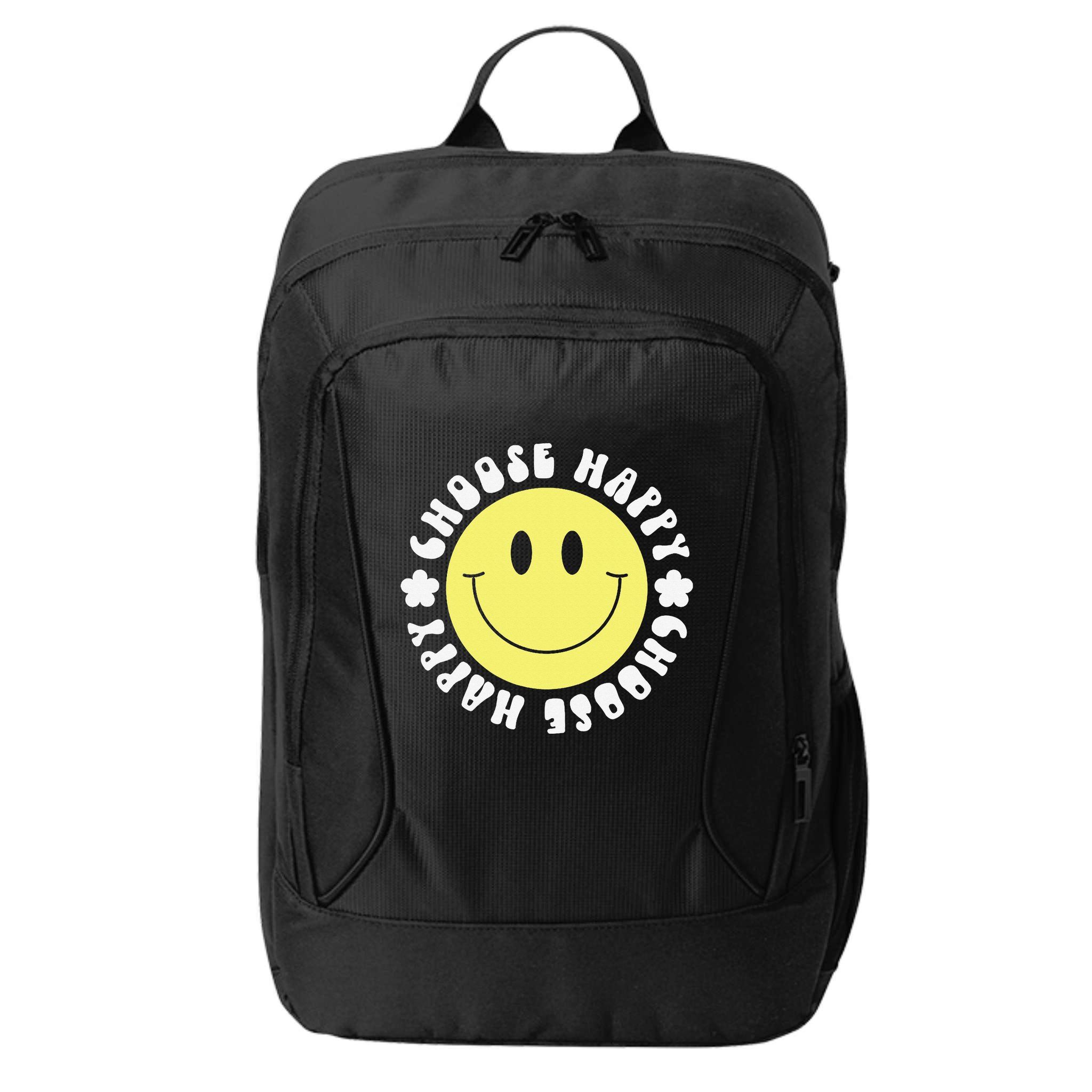 Smile Face Retro Choose Happy Cute Peace Positive  70s City Backpack