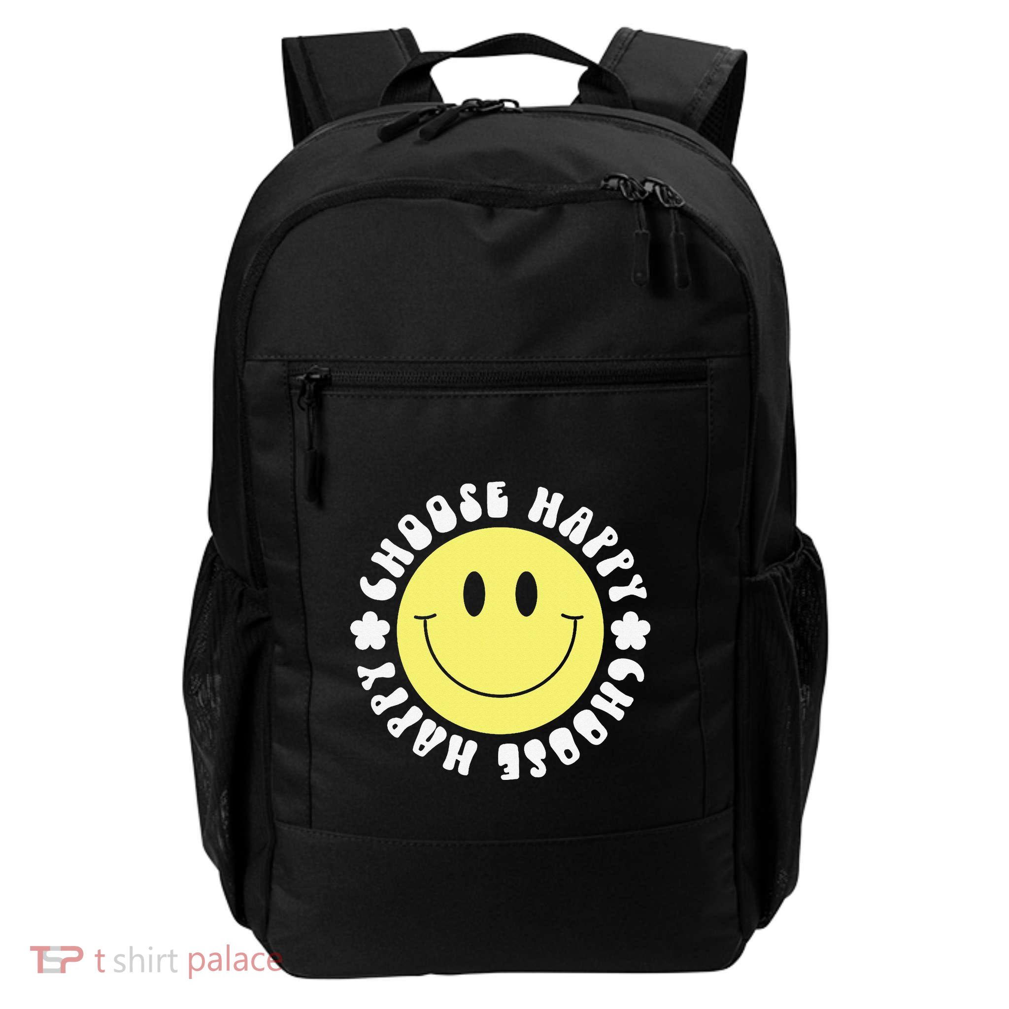 Smile Face Retro Choose Happy Cute Peace Positive  70s Backpack