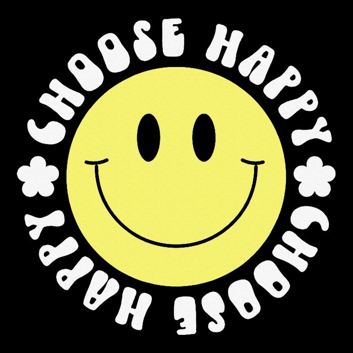 Smile Face Retro Choose Happy Cute Peace Positive  70s 7-Panel Snapback Hat