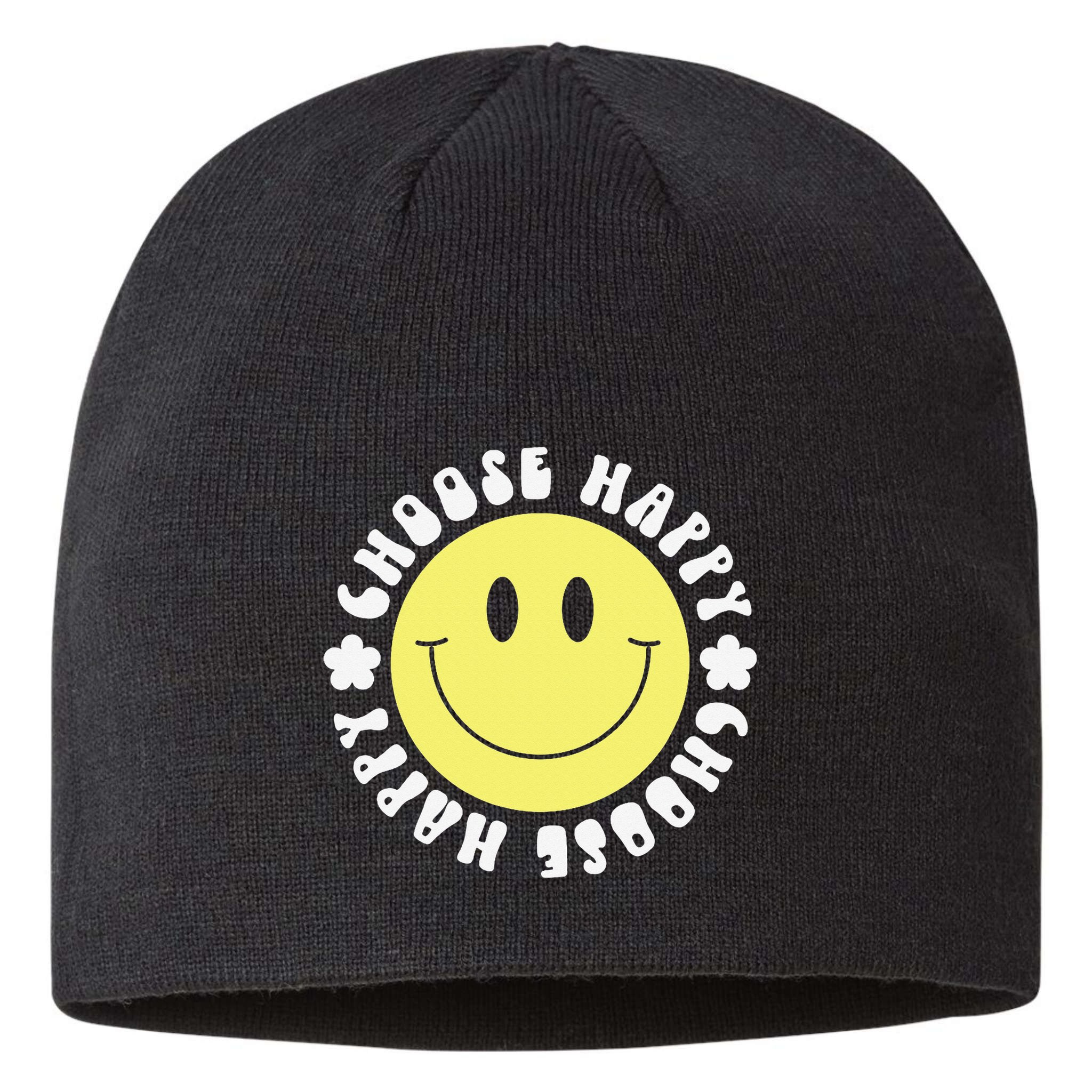 Smile Face Retro Choose Happy Cute Peace Positive  70s Sustainable Beanie