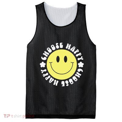 Smile Face Retro Choose Happy Cute Peace Positive  70s Mesh Reversible Basketball Jersey Tank