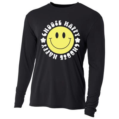 Smile Face Retro Choose Happy Cute Peace Positive  70s Cooling Performance Long Sleeve Crew