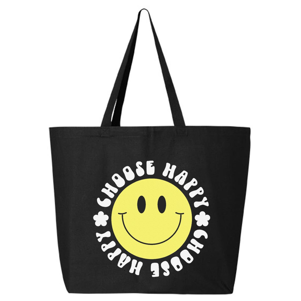 Smile Face Retro Choose Happy Cute Peace Positive  70s 25L Jumbo Tote