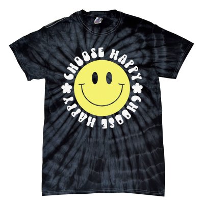 Smile Face Retro Choose Happy Cute Peace Positive  70s Tie-Dye T-Shirt