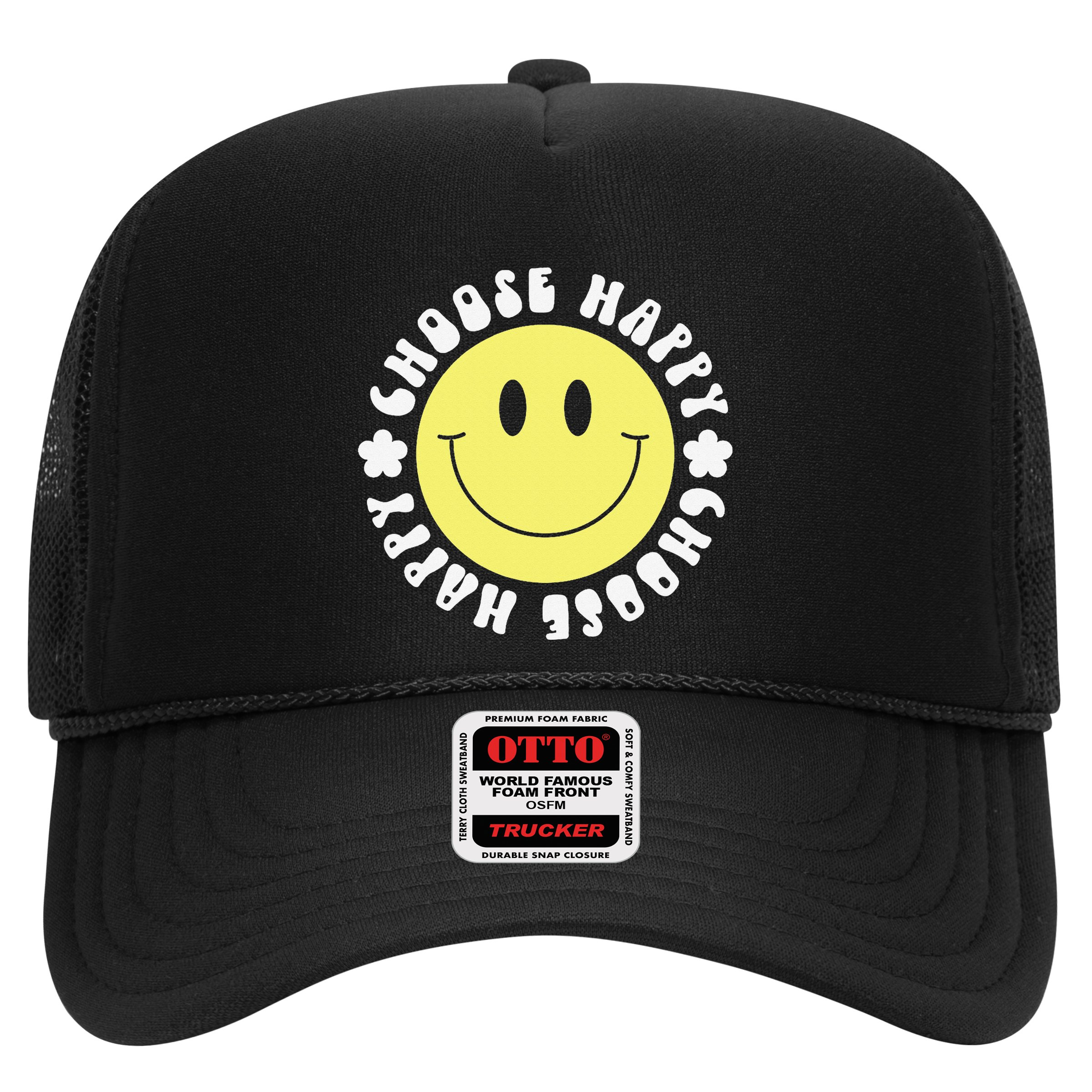 Smile Face Retro Choose Happy Cute Peace Positive  70s Hat