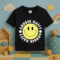 Smile Face Retro Choose Happy Cute Peace Positive  70s Toddler T-Shirt