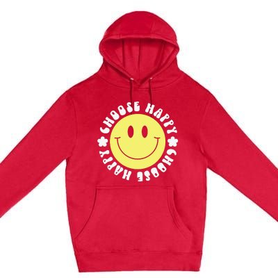 Smile Face Retro Choose Happy Cute Peace Positive  70s Premium Pullover Hoodie